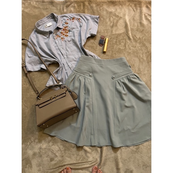 Sơ mi kẻ thêu hoa adore  dress