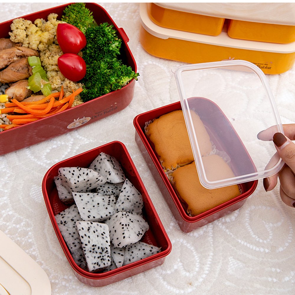 Hộp Đựng Cơm Phong Cách Hàn Quốc, Thiết Kế Đặc Biệt 2 Tầng, 3 Ngăn Tiện Lợi có sẵn