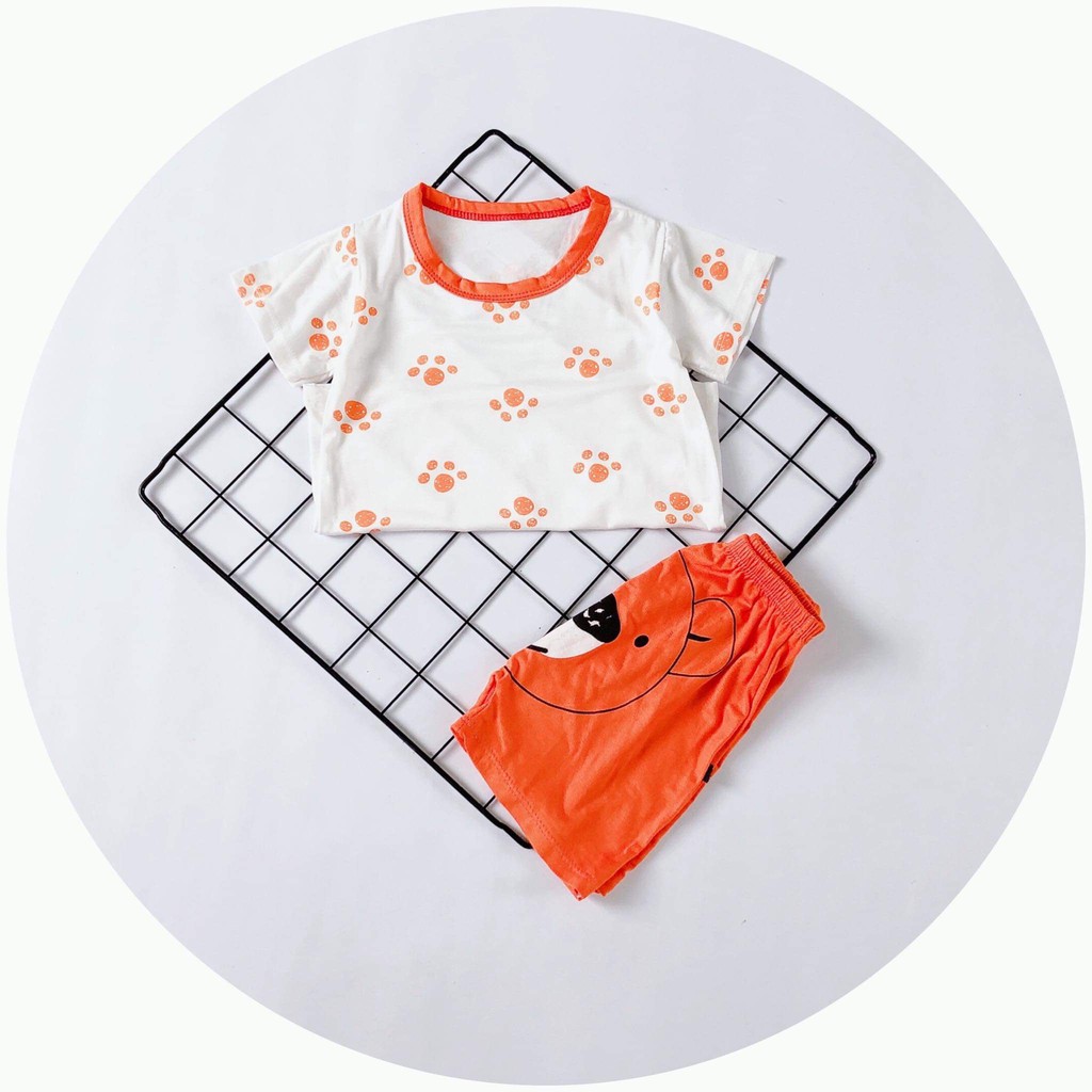 Đồ Bộ Bé Trai, Bé Gái Minky Mom Vải Thun Lạnh, Bộ Cộc Tay mùa hè hình Đầu thú XHN605