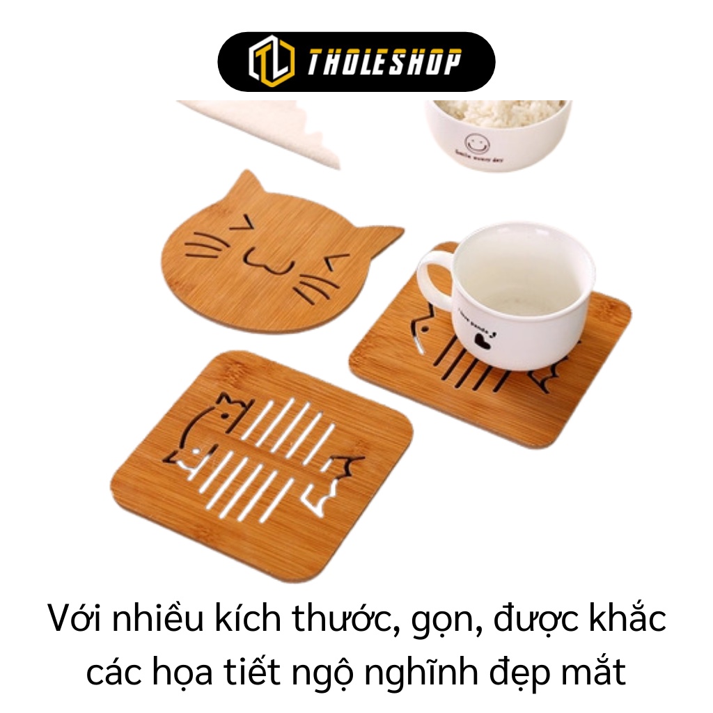 Đế Lót Ly - Rế Lót Ly, Chén Bằng Gỗ Dày Nhiều Hoạ Tiết, Cách Nhiệt Tốt 5723