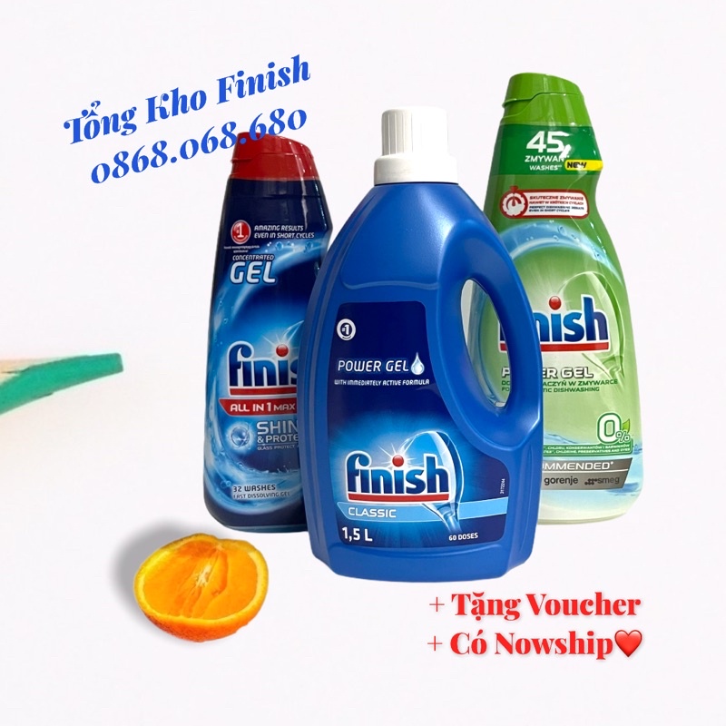 Gel rửa bát Finish - Gel rửa bát hữu cơ Eco 0% - dùng cho tất cả các máy rửa bát
