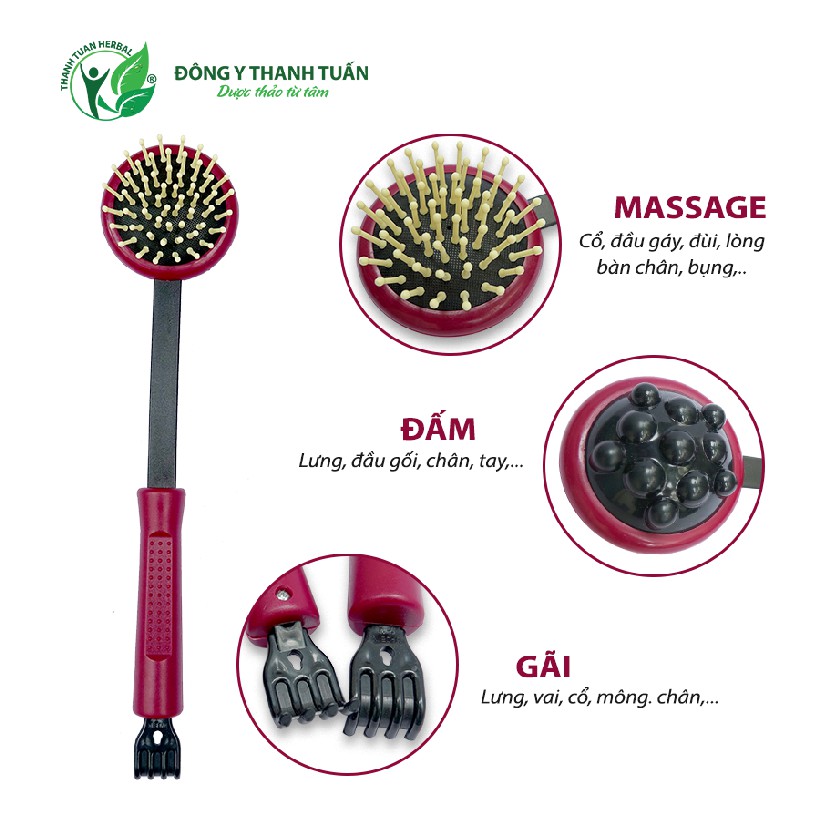 Combo Dụng Cụ Tập Cơ Tay & Cây Gãi Lưng 3 Trong 1 Gãi Lưng, Massage Đầu và Đấm Bóp