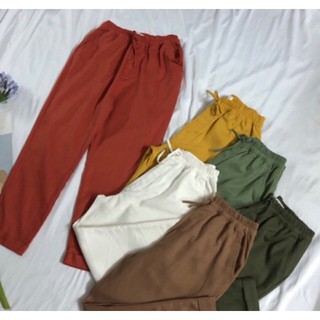 Quần baggy cạp chun chất đũi lụa