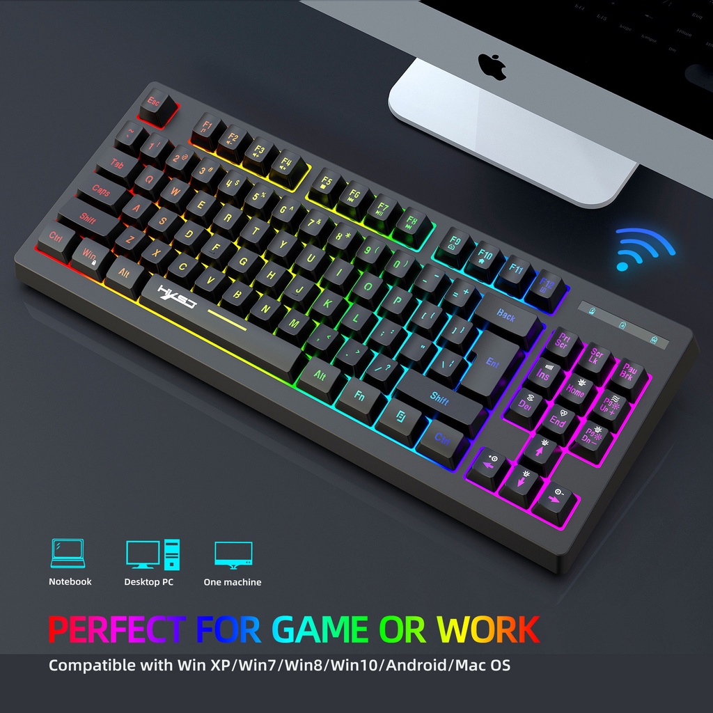 Bàn Phím Cơ Không Dây Bluetooth 2.4 G RGB USB 87 Phím Có Đèn Led Nền Dành Cho Game Thủ