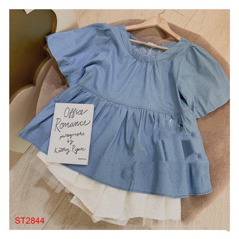 Set Áo Bò Babydoll Jean Tay Bồng Mix Quần Short -HÀNG CHUẨN LOẠI 1 [đổi trả nếu hàng xấu] FREESHIP