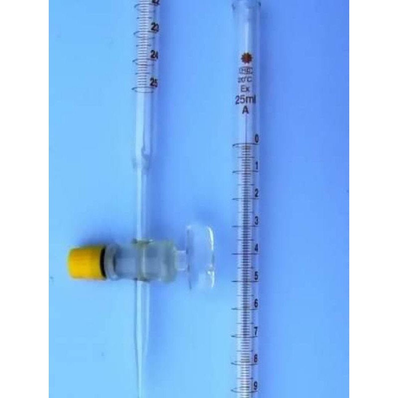 Burette chuẩn độ, buret chuẩn độ hóa học, buret trắng, khóa thủy tinh, chuẩn độ thể tích phòng thí nghiệm hóa học