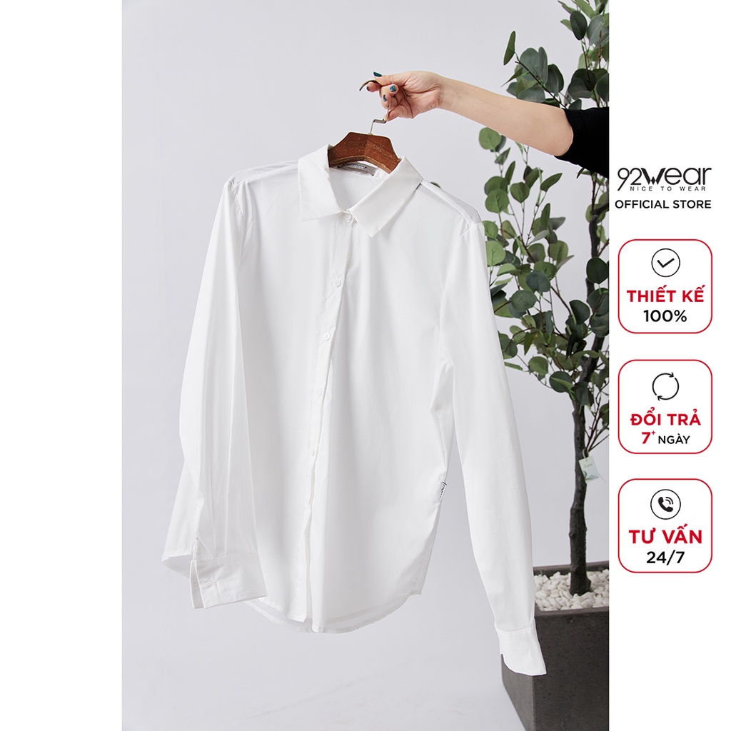 [Mã WABRH11 giảm 10% đơn 99K] Áo sơ mi trắng nữ dài tay công sở 92WEAR ASW1134 | BigBuy360 - bigbuy360.vn