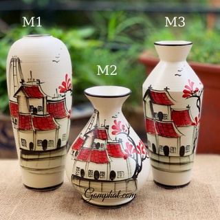 Bình lọ hoa Gốm Sứ Bát Tràng họa tiết vẽ tay