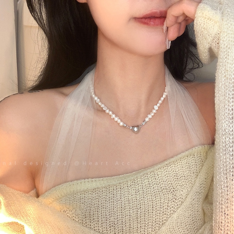 Vòng cổ Ngọc Trai Mặt Trái Tim Sang Trọng Cao Cấp Cho Nữ