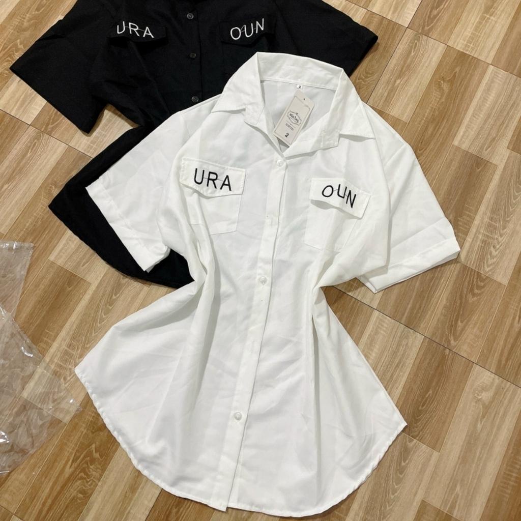 Áo sơ mi Bigsize nữ có size 83-100kg tay ngắn SM NAP CHU