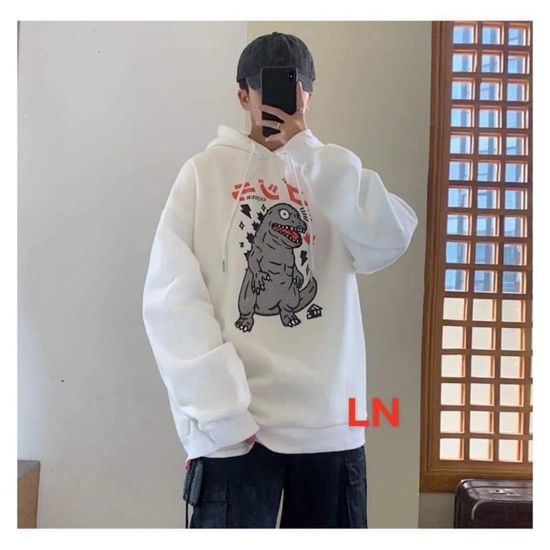 Áo hoodie khủng long tia sét đen LN11