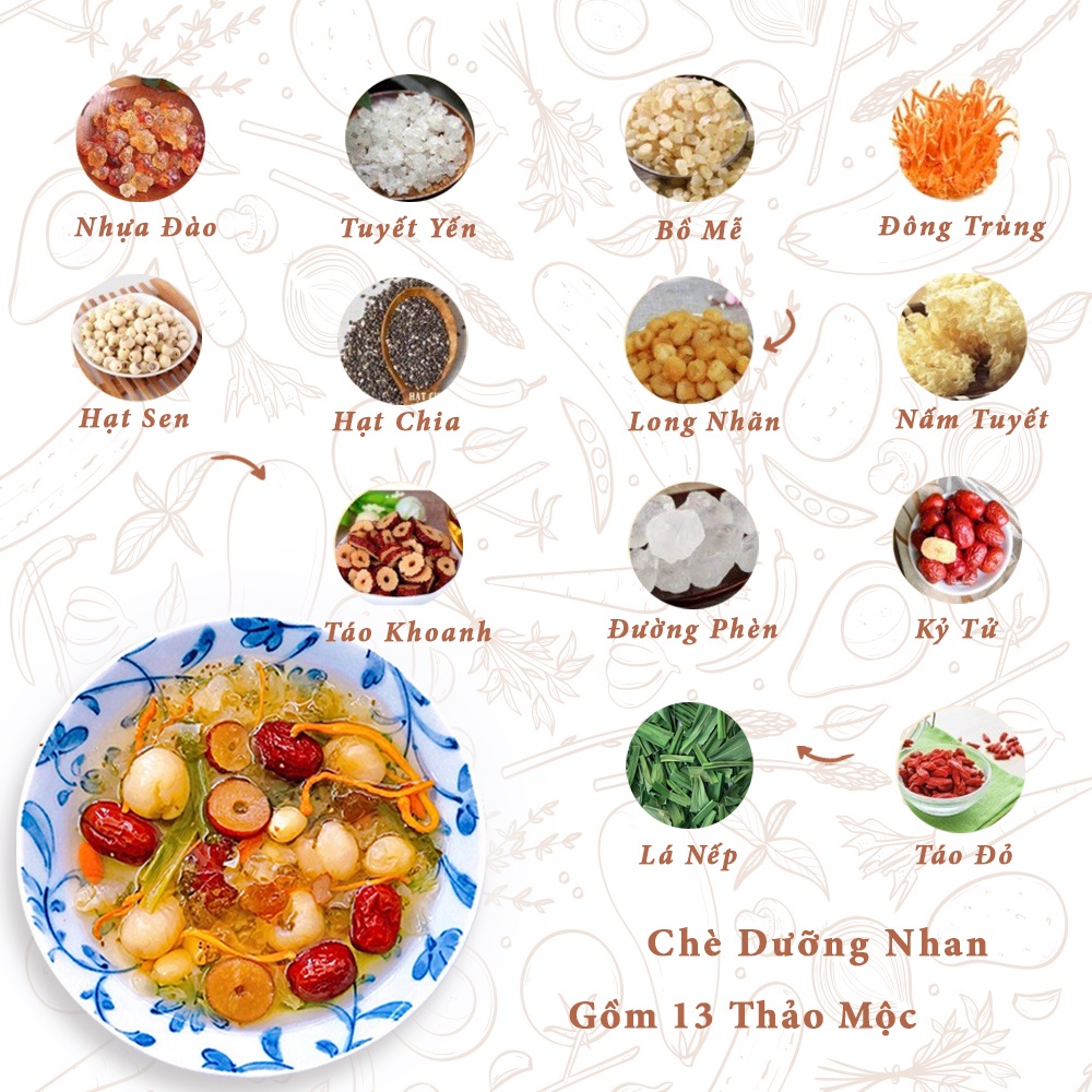Chè Tuyết Yến Dưỡng Nhan 13 vị Set nấu 20 chén chè thơm ngon