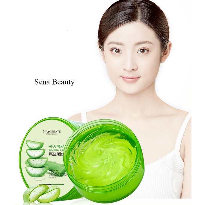 Gel lô hội dưỡng ẩm làm dịu da Maycreate Aloe Vera loại hộp 300ML Sena Beauty | BigBuy360 - bigbuy360.vn