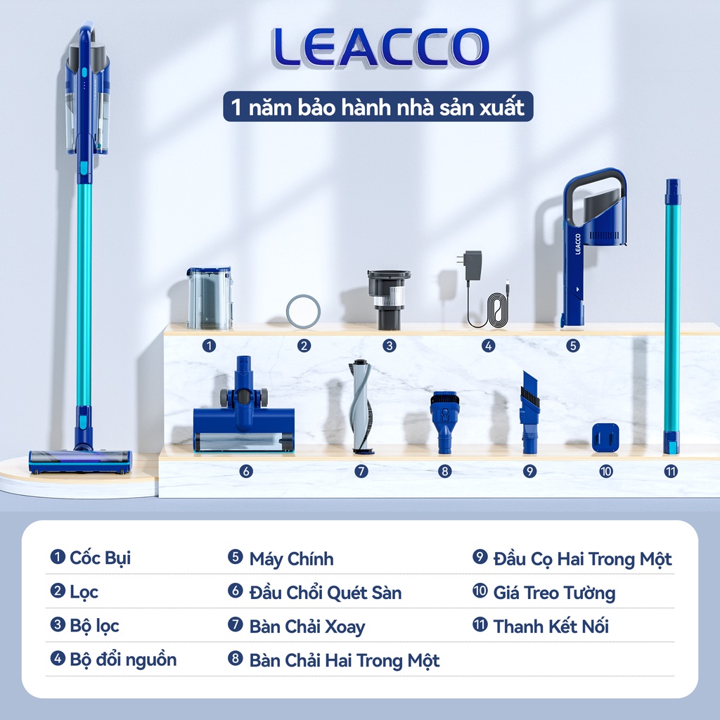 Máy hút bụi chân không LEACCO S31 trọng lượng nhẹ 1.2kg 20Kpa