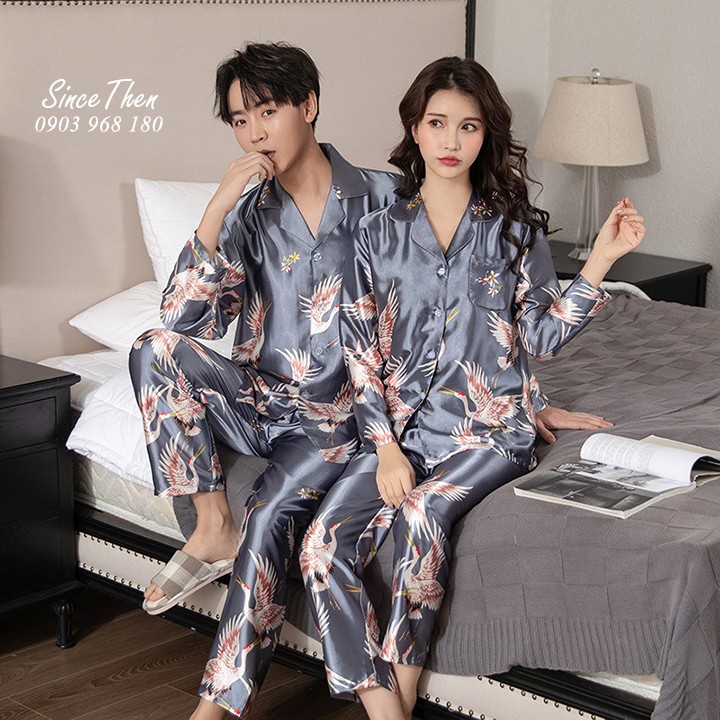 Pyjama đôi nam nữ mặc nhà lụa cao cấp, đồ ngủ đôi hồng hạc đẹp - Since Then