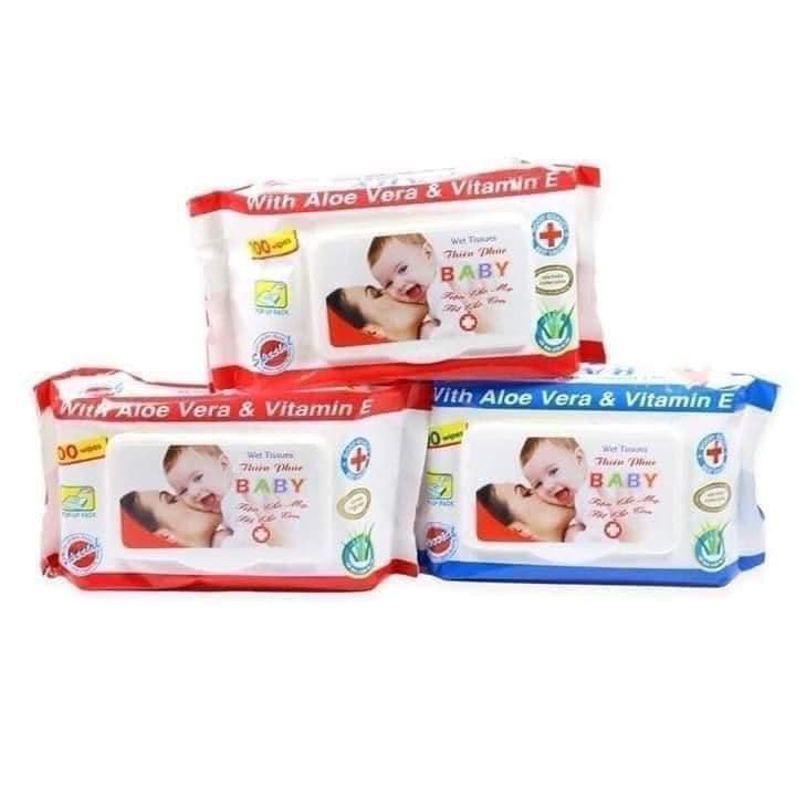 Gói khăn ướt Baby Thiên Phúc Vitamin E cho bé 100 tờ