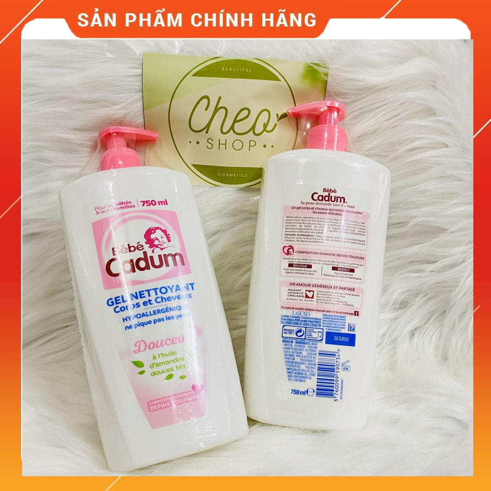 Sữa tắm gội hạnh nhân Cadum (hồng) [CHÍNH HÃNG] 750ml cho bé sơ sinh