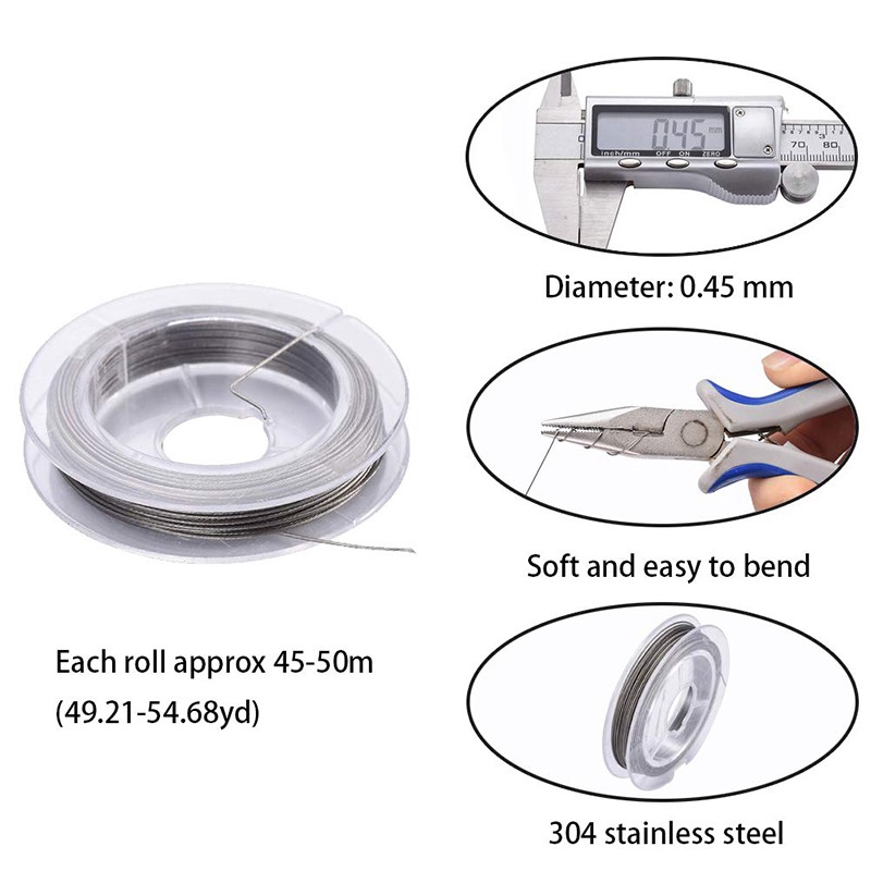 1 Cuộn Dây Nylon Màu Vàng Bạc 0.38~0.6mm Dùng Làm Đồ Trang Sức DIY
