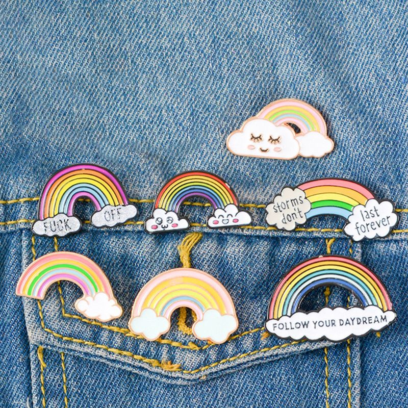 BST❀ Rainbow Bridge Brooch Pin Enamel Drop Oil Alloy Lapel Pin LGBT Badge Denim Shirt Collar Jewelry