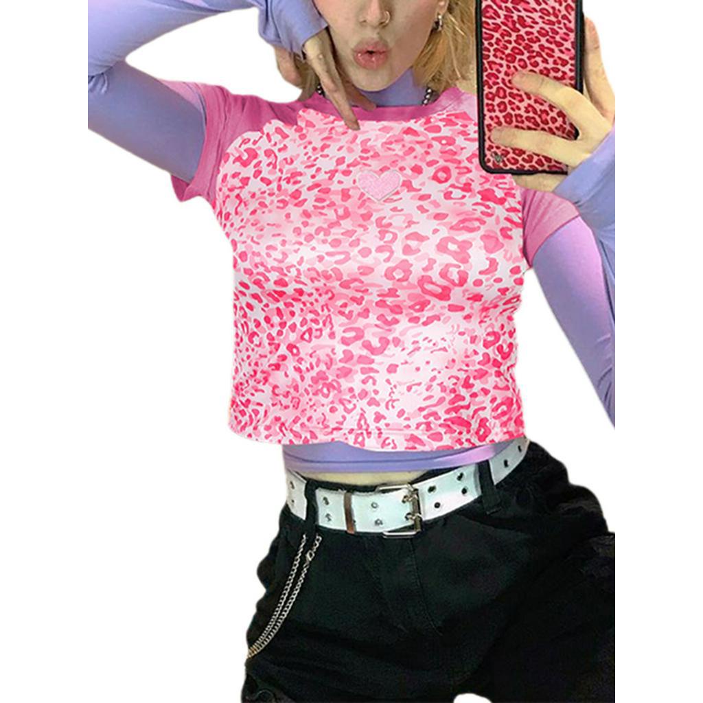 Áo Croptop Tay Ngắn Hoạ Tiết Da Báo Thời Trang Mùa Hè Dành Cho Phái Nữ