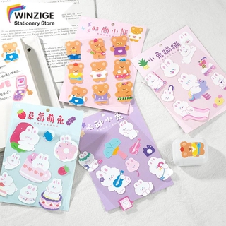 Hình dán trang trí hình gấu và thỏ đáng yêu kiểu Hàn Quốc