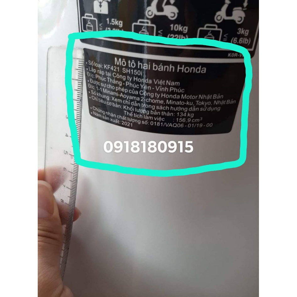 Tem năm sản xuất tem thông số tem mô tô hai bánh tem năm sản xuất sh 125 sh 150 sh 350i