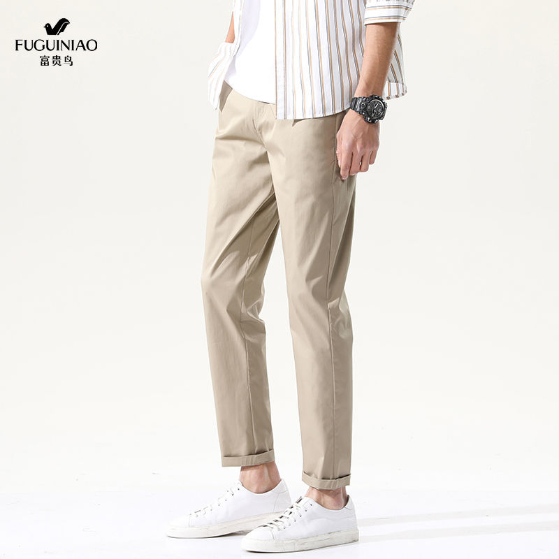 Thin Leg Suit Pants Men's Simple Pure Color Slim Trousers Korean Spring and Summer Thin Pants Men's High Elastic Leisure Pants，Quần dài phù hợp với bình thường chính thức chất lượng cao