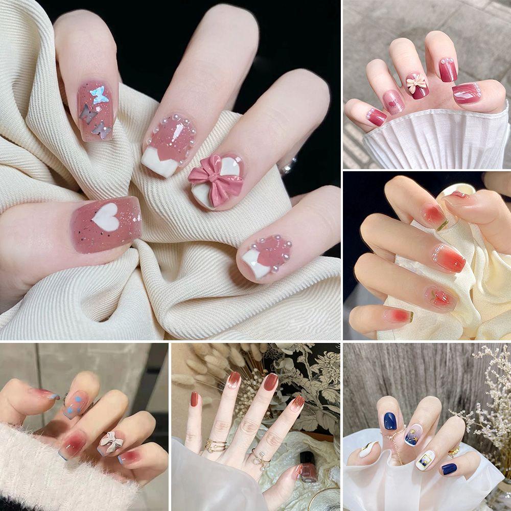 Bộ 24 Móng Tay Giả Ngắn / Tròn / Vuông Che Phủ Toàn Diện