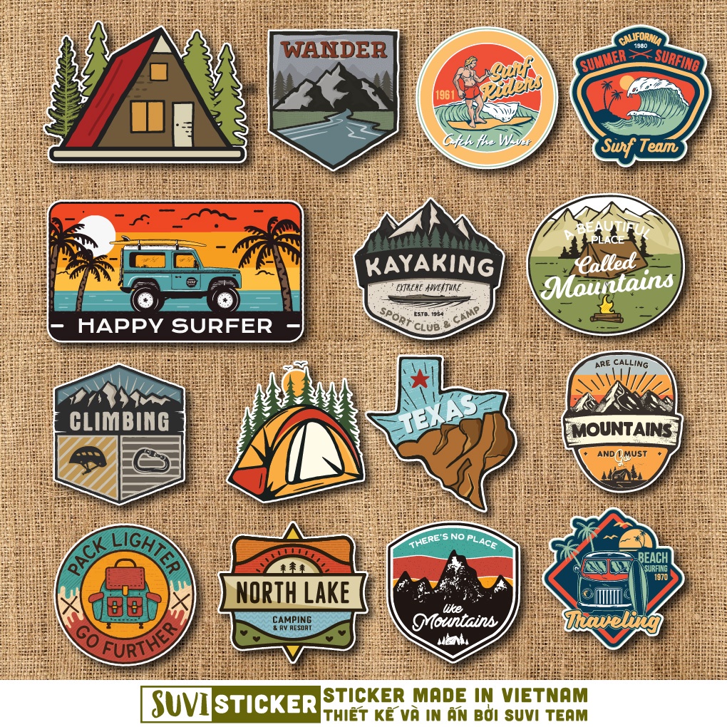 50 Sticker Vintage Travel chống nước sticker dán mũ bảo hiểm, laptop, điện thoại, đàn guitar, vali. MSP: SV17