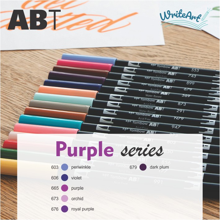 (Purple) Bút cọ 2 đầu Tombow AB-T - Tombow Dual Brush Pen AB-T