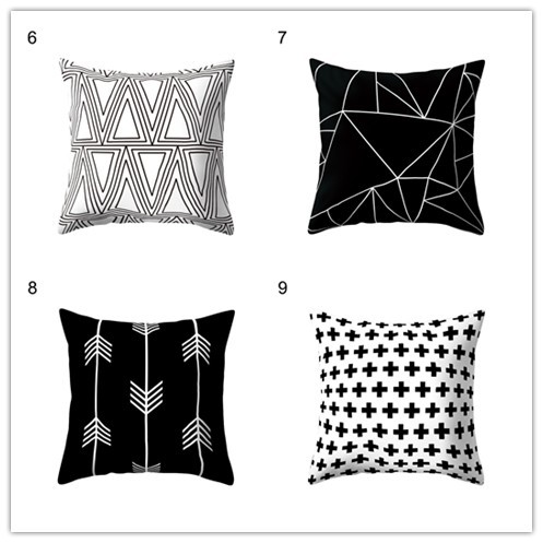 Bao Gối Vuông Họa Tiết Hình Học Trắng Đen