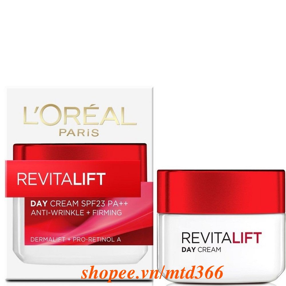 Kem Dưỡng Da Ban Ngày 50g Ngừa Lão Hóa, Giảm Nếp Nhắn & Làm Trắng Da Spf23 Pa++ Loreal Revitalift.