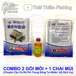 Combo 2 gói mồi câu cá rô phi siêu cấp, 1 chai tinh mùi câu cá rô phi
