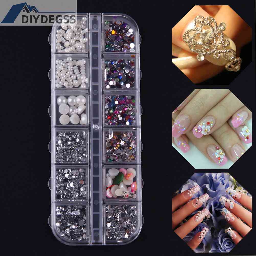 Hộp 12 Ngăn Đựng Hạt Cườm Làm Tranh Đính Đá Diy