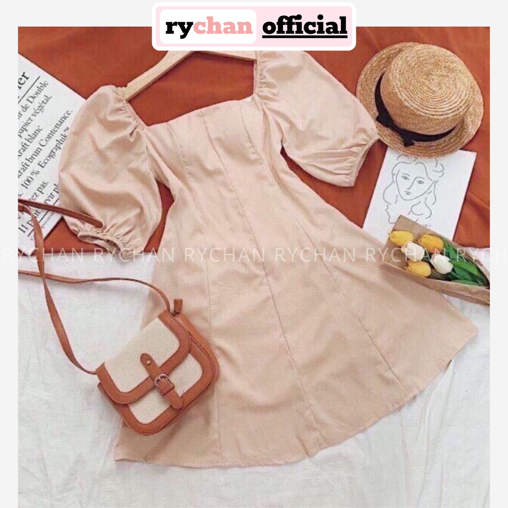 Đầm Đi Chơi Nữ Form Ngắn Cổ U Tay Dài Phồng Sang Trọng, Đầm Nữ Dự Tiệc Cổ Vuông Cực Sang Chảnh [ẢNH THẬT CUỐI] -  DX9719