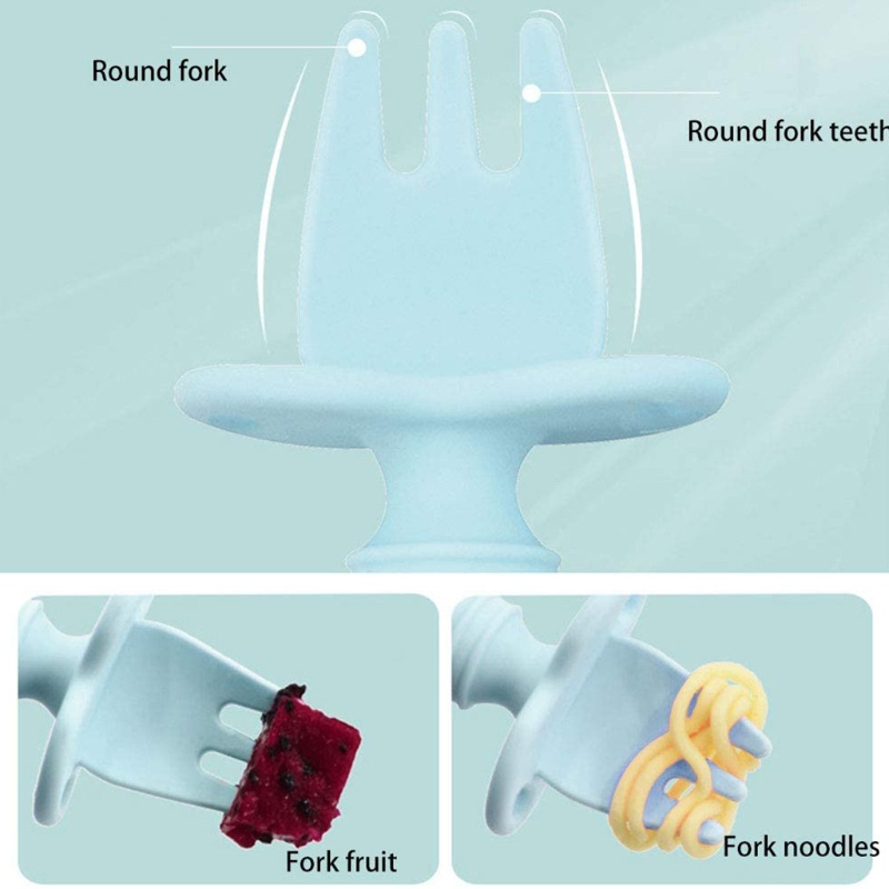 Bộ Muỗng Nĩa Silicone Tập Ăn Chống Sặc Cho Bé Sơ Sinh