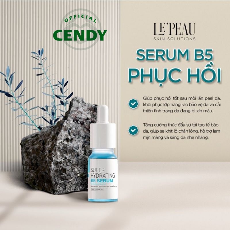 Serum Combo Giảm Mụn Thâm Rỗ Peel Da Vi Tảo Retinol Le'peau &amp; Bột Rửa Mặt Hoàng Thiên Sâm10ml 3-7 ngày Xong liệu Trình