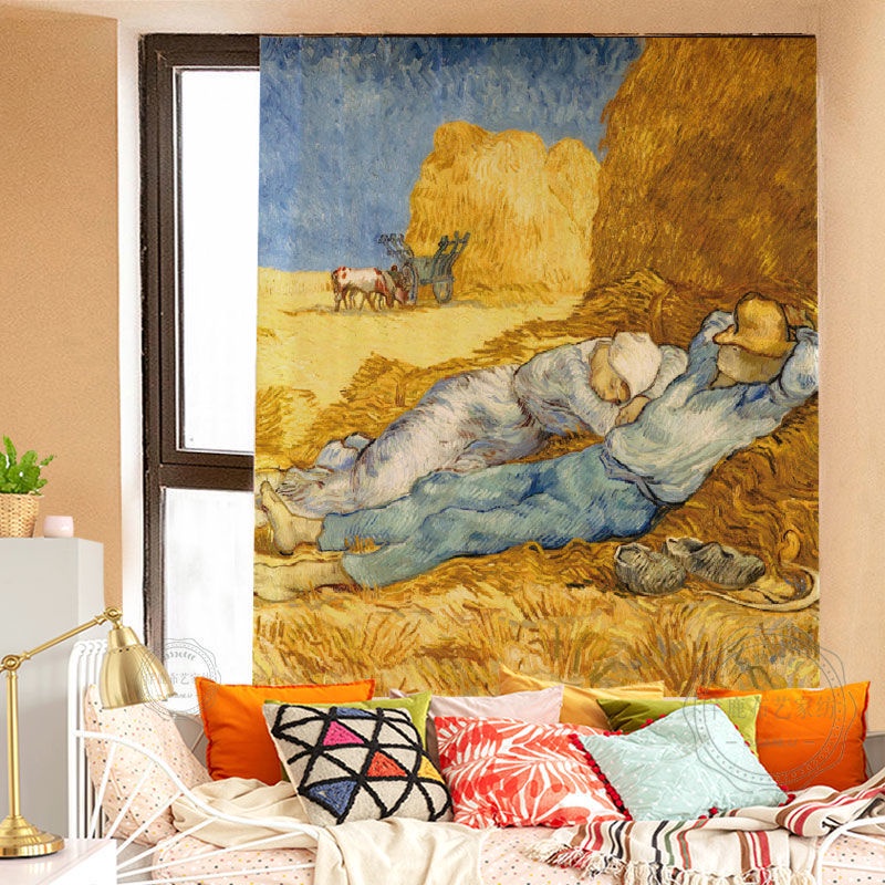 Rèm Cửa Ngắn Cỡ Nhỏ Họa Tiết Tranh Sơn Dầu Van Gogh Độc Đáo Trang Trí Nhà Cửa
