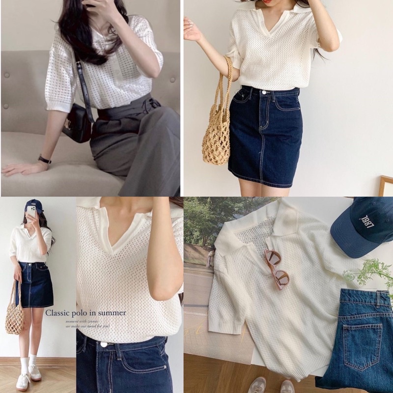 [Ảnh thật/Video] Áo phông Dingg croptop có cổ Montogi chất đẹp phong cách hàn Quốc
