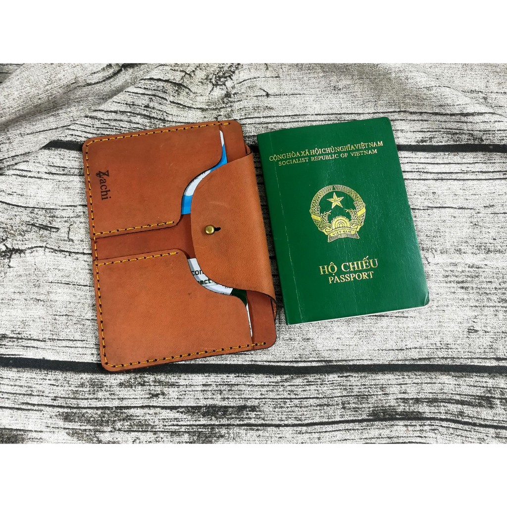Ví đựng passport, ví đựng hộ chiếu da bò handmade Orchid PP1023