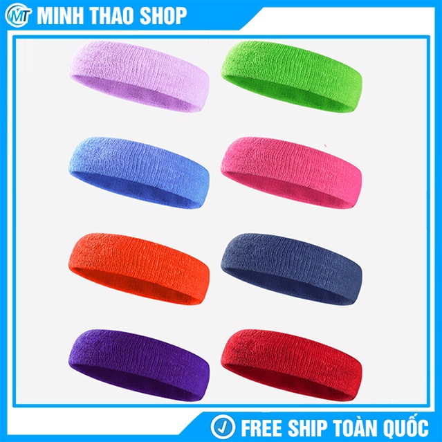 Băng Đô Thể Thao Cài Đầu Headband Vải Cotton Đeo Trán Thấm Mồ Hôi Chống Trượt Co Giãn Cho Nam Và Nữ