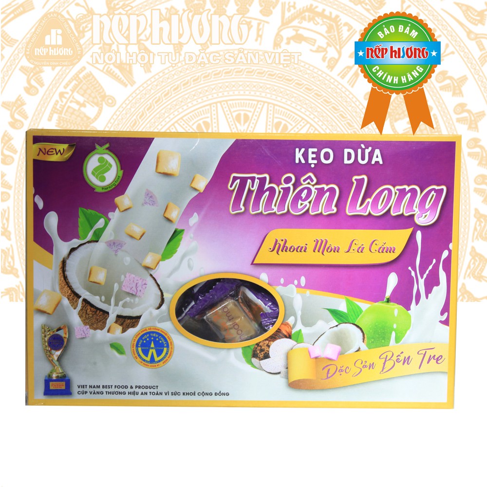 Kẹo dừa Khoai Môn Lá Cẩm - Thiên Long – 350 g - đặc sản Bến Tre