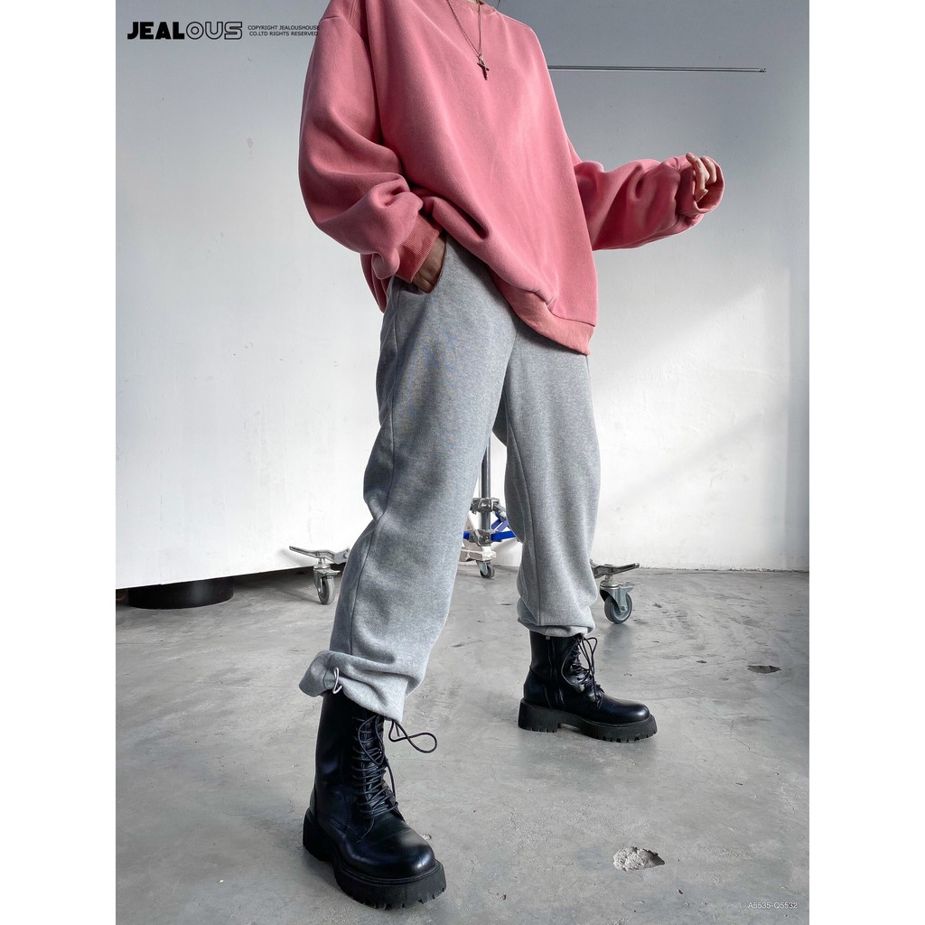Quần jogger vải, quần dài nỉ cạp chun có dây rút gấu 5532