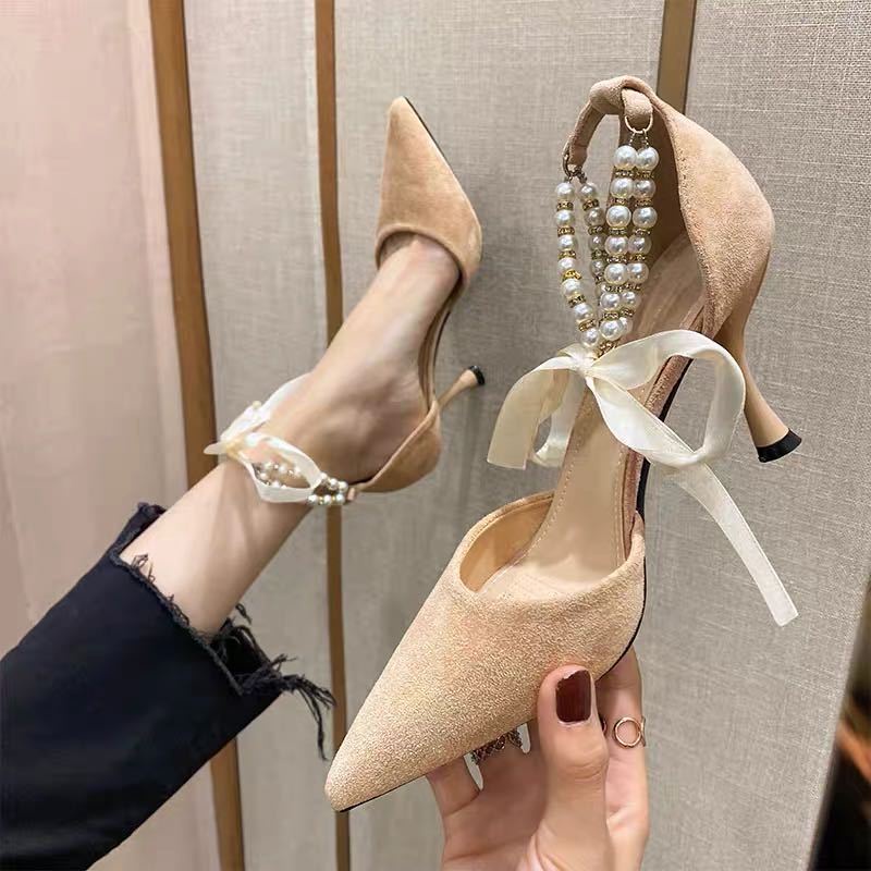 Giày cao gót màu đen thời trang xuân thu quyến rũ cho nữ 7cm