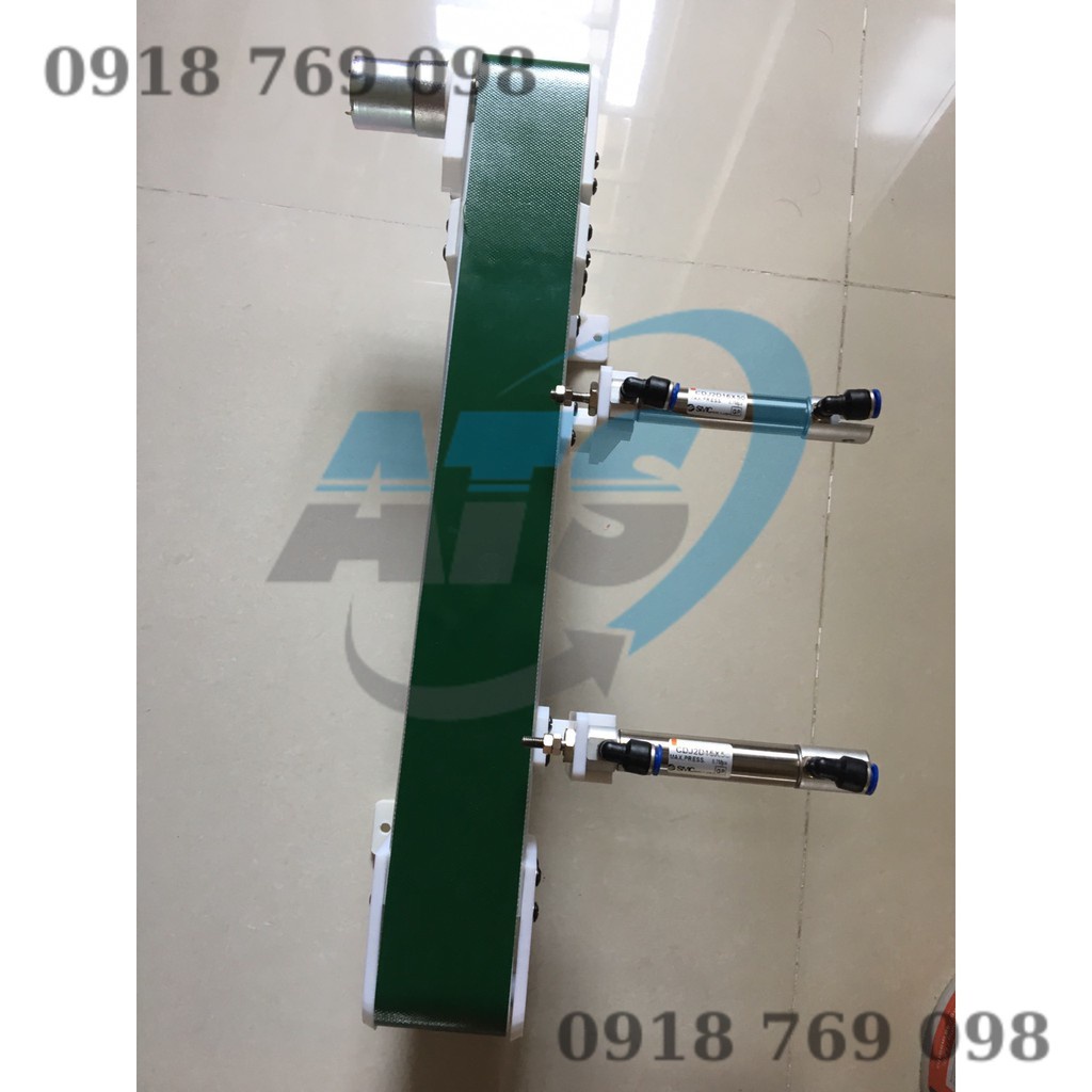 Mô hình băng tải mini 6x50cm và xi lanh khí nén