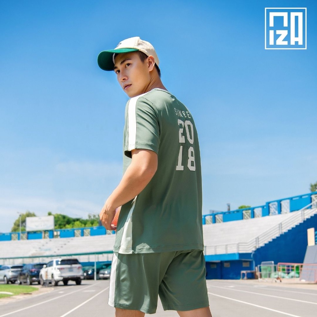 Áo thun thể thao ngắn cộc tay nam CIZA basic cổ tròn dáng ôm slim cao cấp trẻ trung size S M L XL màu green  ATNS32