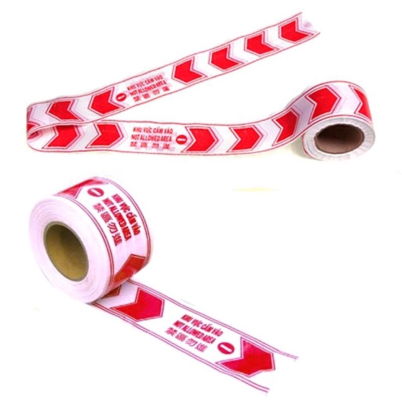 Cuộn băng cảnh báo công trình trắng đỏ Cuộn rào cảnh báo công trình