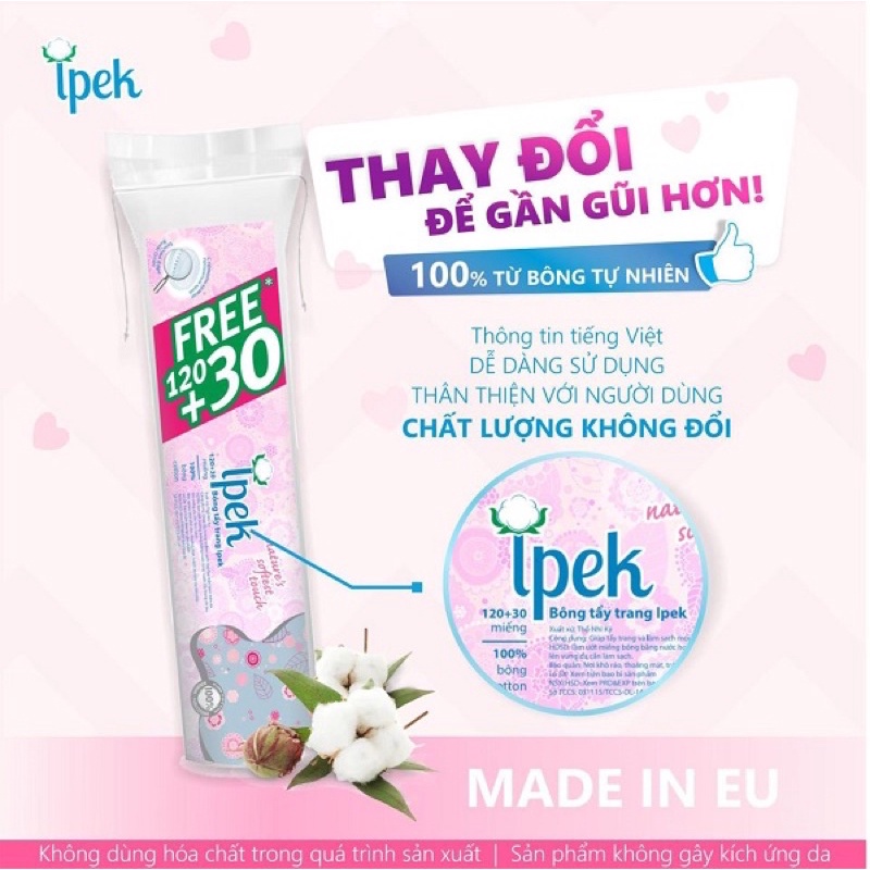 Bông tẩy trang Ipek 150 miếng