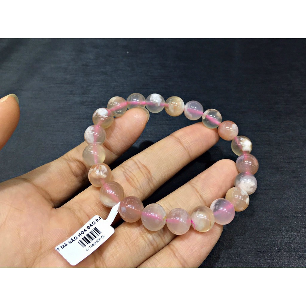 Vòng tay đá Mã Não Hoa Anh Đào Rhdochrosite chuẩn thiên nhiên - Hợp tất cả các mệnh