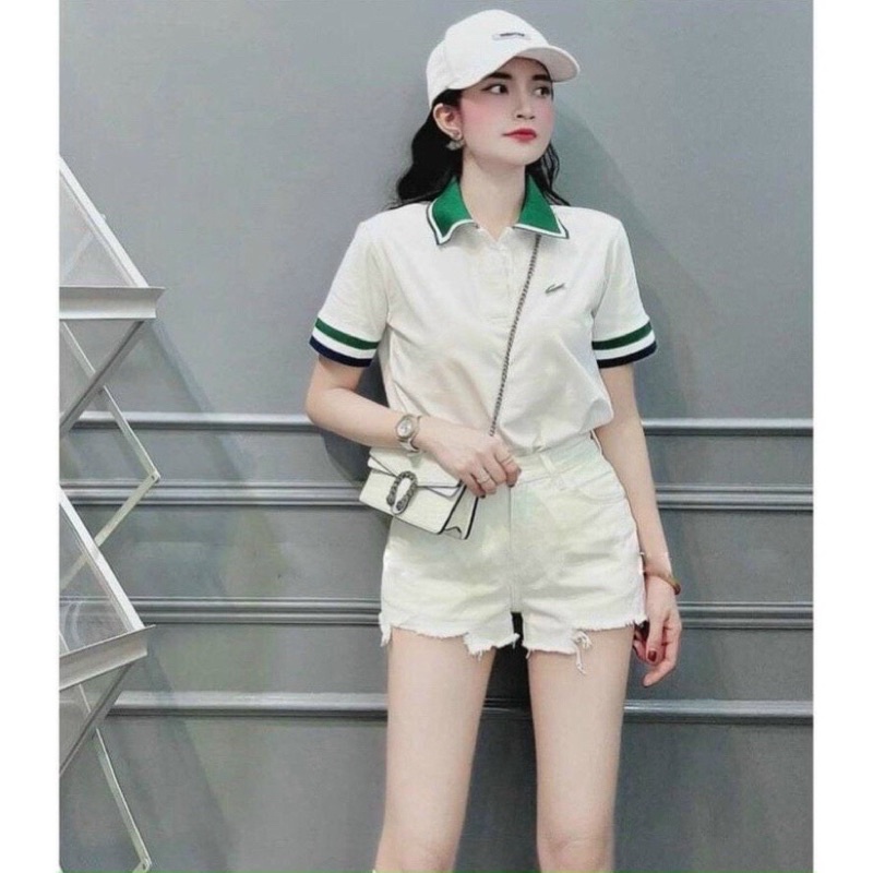 ÁO PHÔNG NỮ CỔ BẺ TAY BO PHỐI VIỀN MÀU